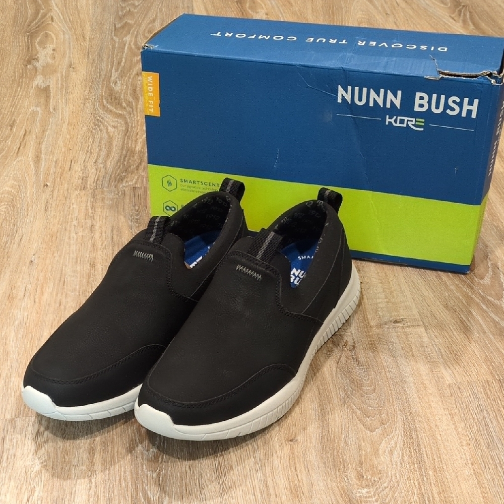 ❤️👟⭐Nunn Bush Black Slip-On Loafers with White Soles Men's 10.5 W❤️👟⭐
